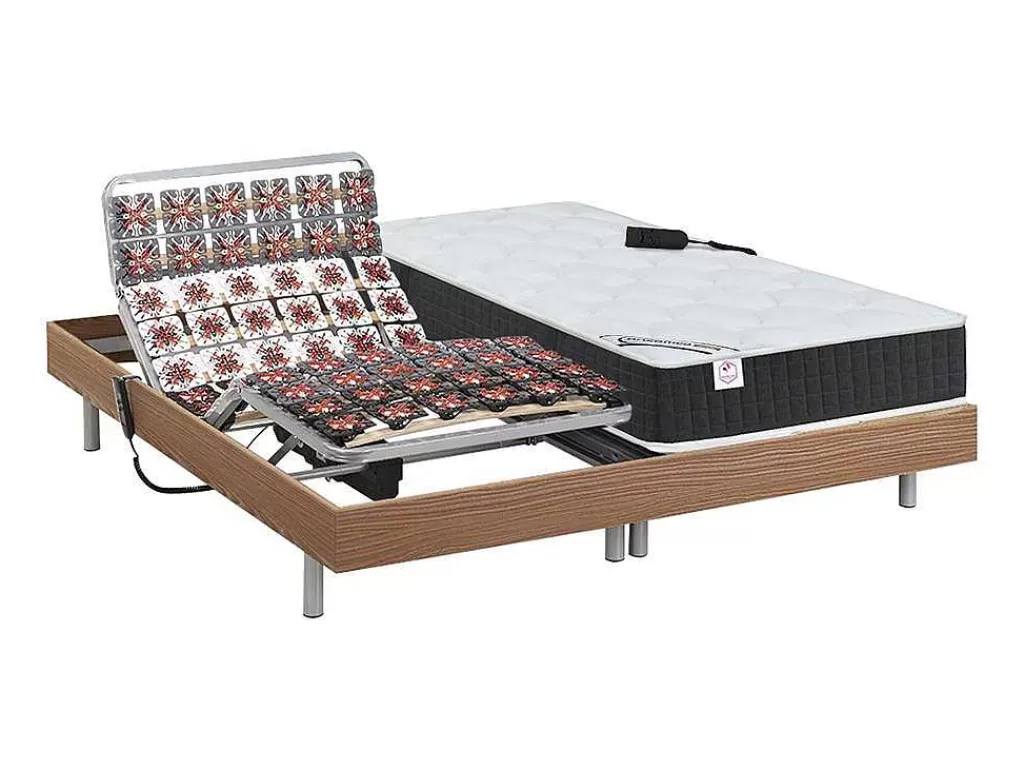 Cama Articulada*DREAMEA Cama Elétrica Articulada Terminais E Colchão De Molas Ensacadas E Memória De Forma - Motores Okin - Carvalho - 2X80X200 Cm - Phanes Da