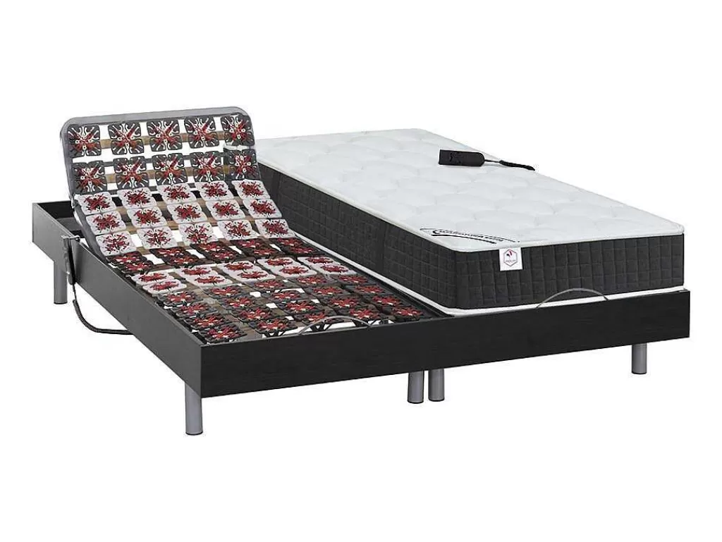 Cama Articulada*DREAMEA Cama Elétrica Articulada Terminais E Colchão De Molas Ensacadas E Memória De Forma - Motores Okin - Preto - 2X80X200 Cm - Phanes Da