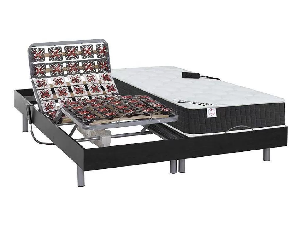 Cama Articulada*DREAMEA Cama Elétrica Articulada Terminais E Colchão De Molas Ensacadas E Memória De Forma - Motores Okin - Preto - 2X80X200 Cm - Phanes Da