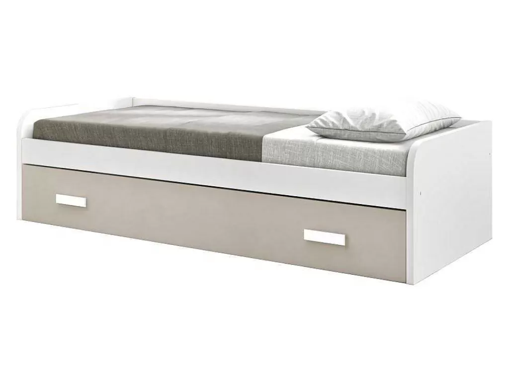 Cama Com Arrumação*Venprodin Cama Gaveta - 105 Cm 54X190X113Cm - Branco-Cappuccino