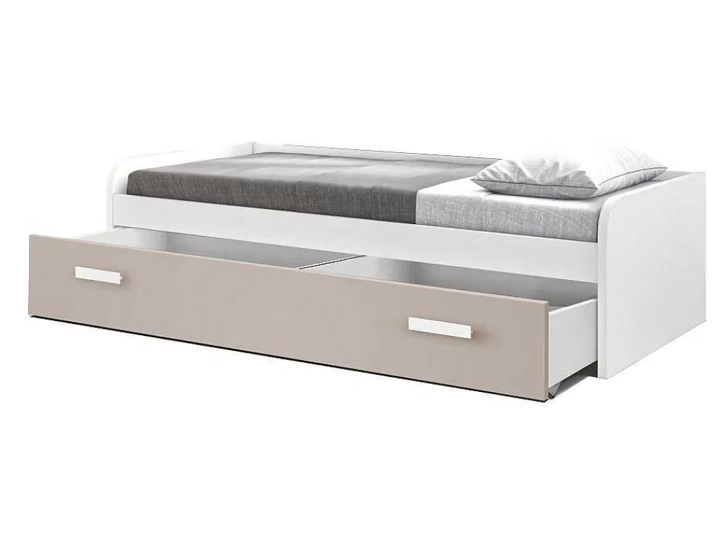 Cama Com Arrumação*Venprodin Cama Gaveta - 105 Cm 54X190X113Cm - Branco-Cappuccino