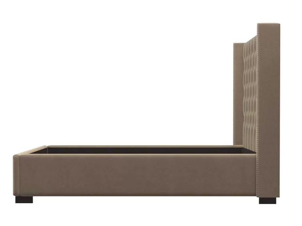 Cama De Adulto*Vente-unique Cama Massimo Cabeceira De Cama Em Capitone- 160X200Cm- Tecido Bege