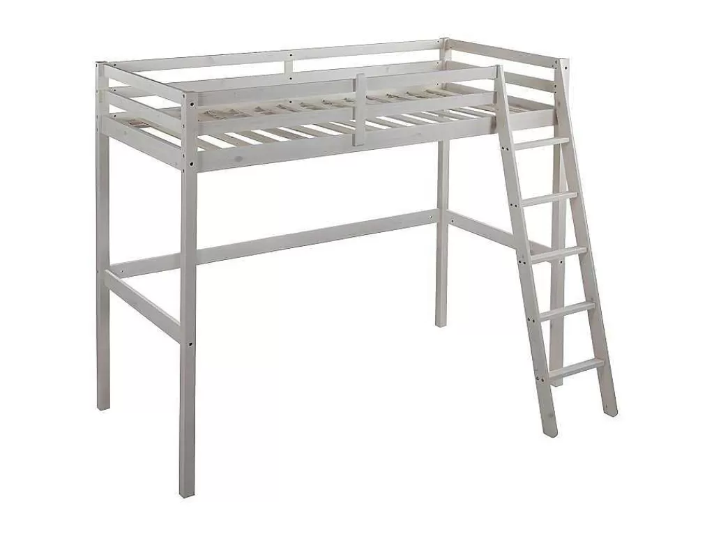 Cama Alta*Vente-unique Cama Mezzanine 90X190 Cm Em Pinho Macico Esbranquicado - Gedeon