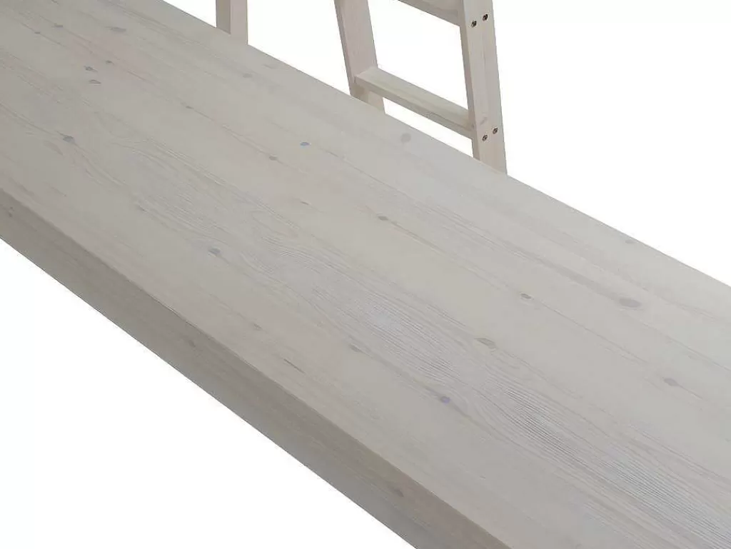 Cama Alta*Vente-unique Cama Mezzanine Com Secretária 90X190 Cm Em Pinho Macico Esbranquicado + Colchão - Gedeon