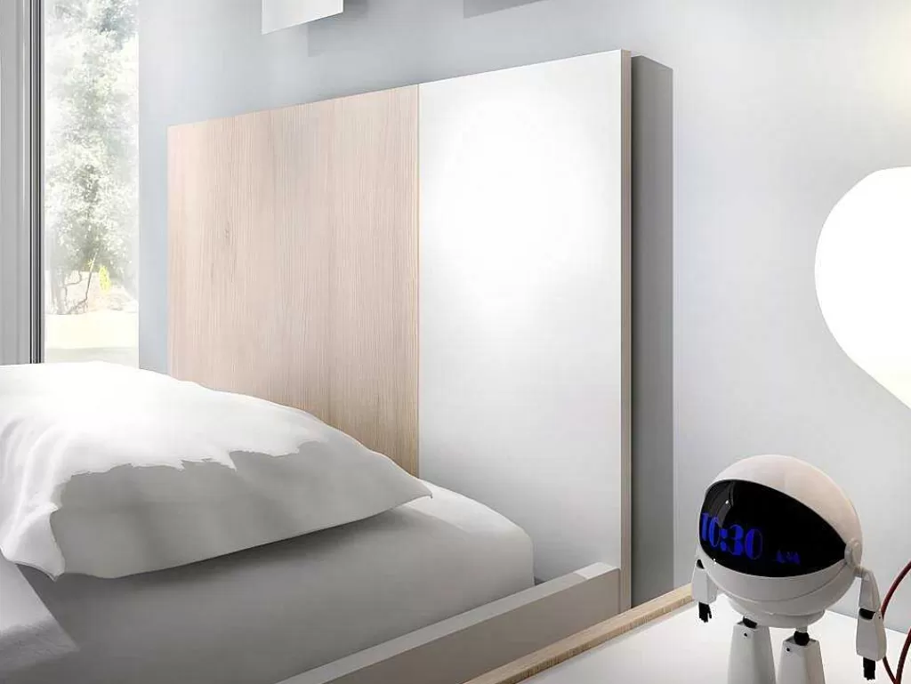 Cama Dupla*Vente-unique Cama Para Crianças 2X90X190 Cm Em Natural E Branco + Sommier + Colchões - Sonia
