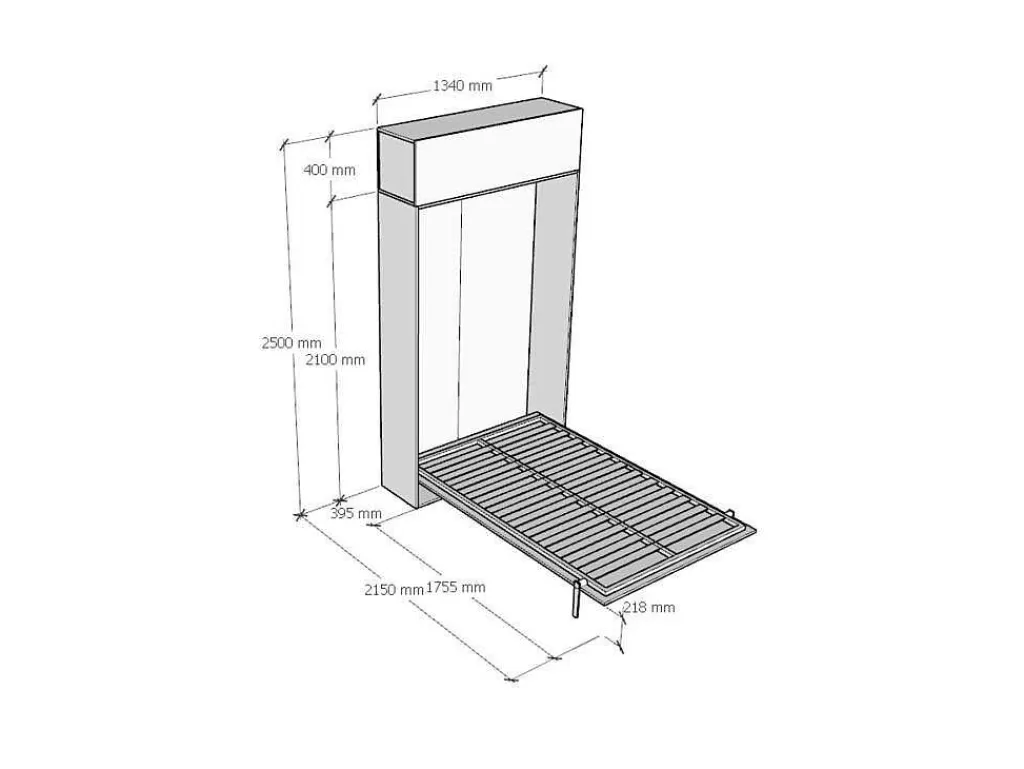 Cama Rebatível*ITAMOBY Cama Retratil 120 Vertical Kentaro Com Armário Suspenso Nogueira