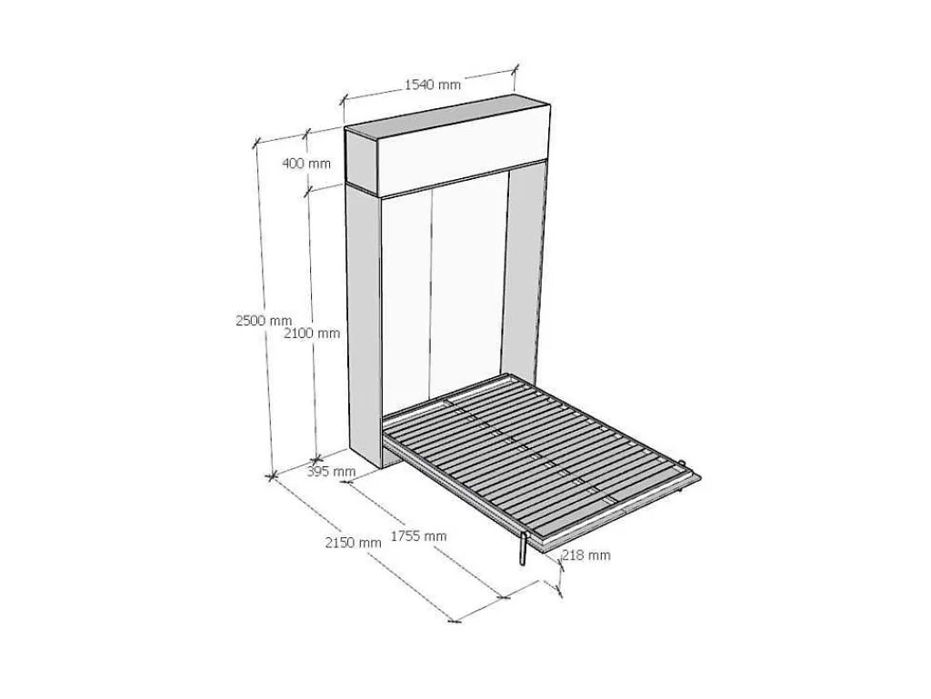 Cama Rebatível*ITAMOBY Cama Retratil 140 Vertical Kentaro Com Armário Suspenso Nogueira