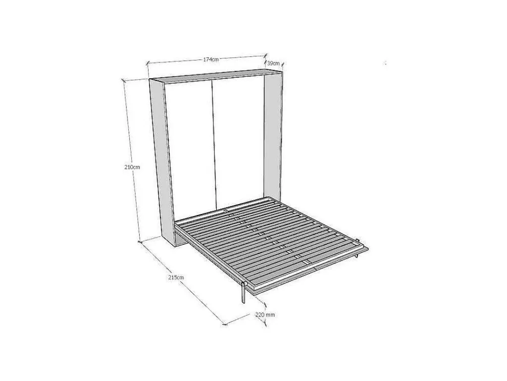 Cama Rebatível*ITAMOBY Cama Retratil 160 Vertical Kentaro Cinza Branca