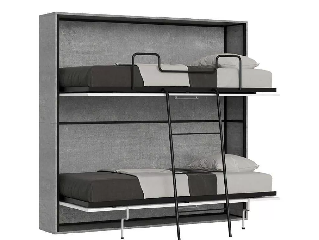 Cama Rebatível*ITAMOBY Cama Retratil Beliche Solteiro Horizontal Kando Com Colchões Cimento
