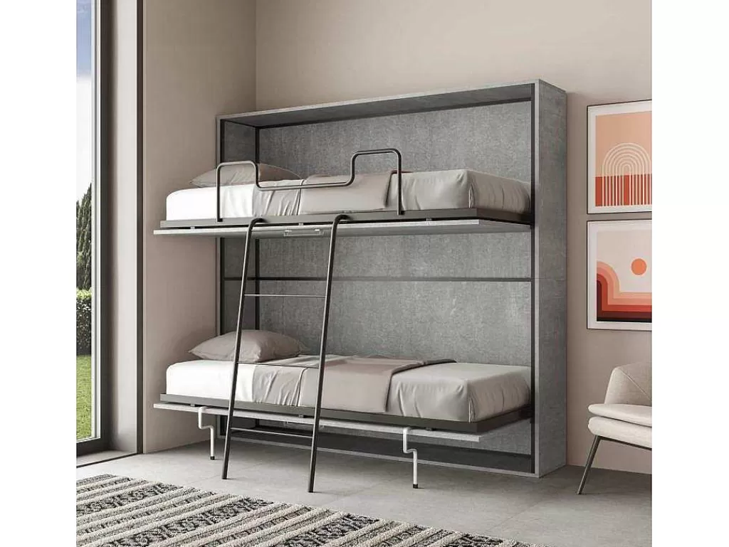 Cama Rebatível*ITAMOBY Cama Retratil Beliche Solteiro Horizontal Kando Com Colchões Cimento
