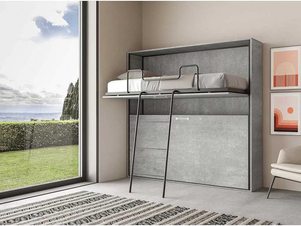 Cama Rebatível*ITAMOBY Cama Retratil Beliche Solteiro Horizontal Kando Com Colchões Cimento