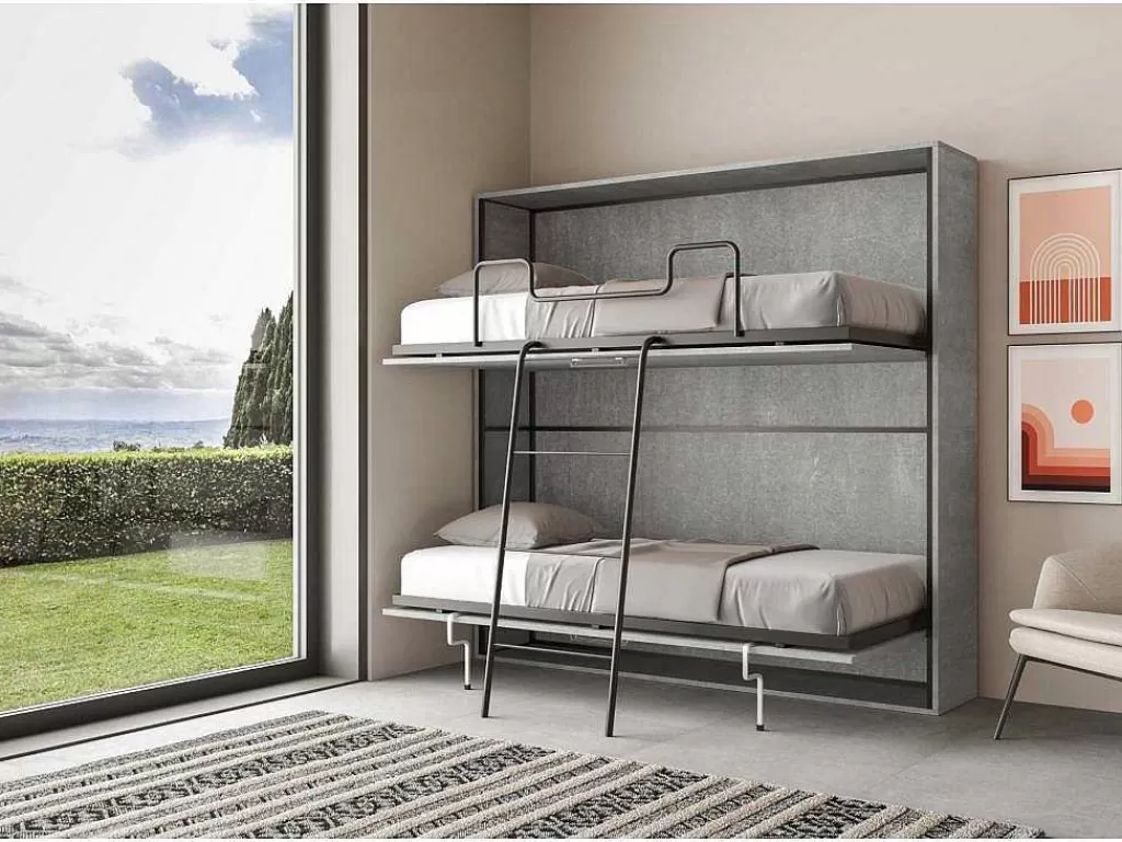 Cama Rebatível*ITAMOBY Cama Retratil Beliche Solteiro Horizontal Kando Com Colchões Cimento