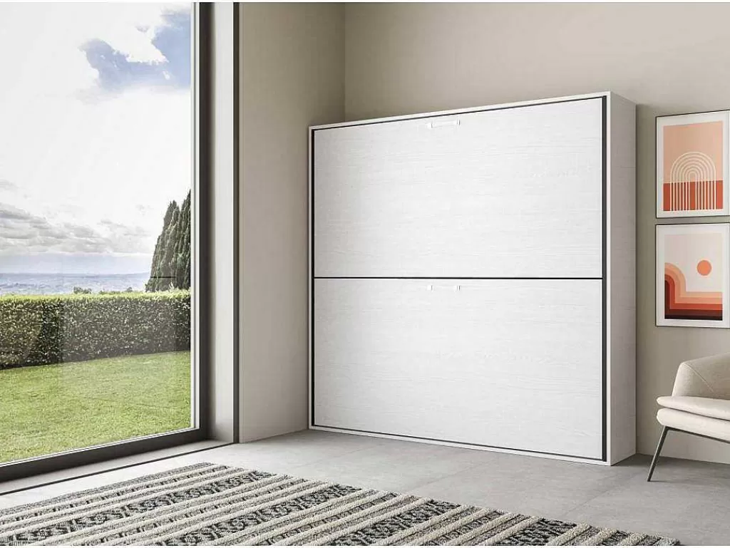Cama Rebatível*ITAMOBY Cama Retratil Beliche Solteiro Horizontal Kando Com Colchões Cinza Branca