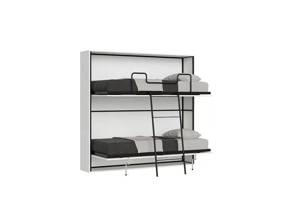 Cama Rebatível*ITAMOBY Cama Retratil Beliche Solteiro Horizontal Kando Com Colchões Cinza Branca