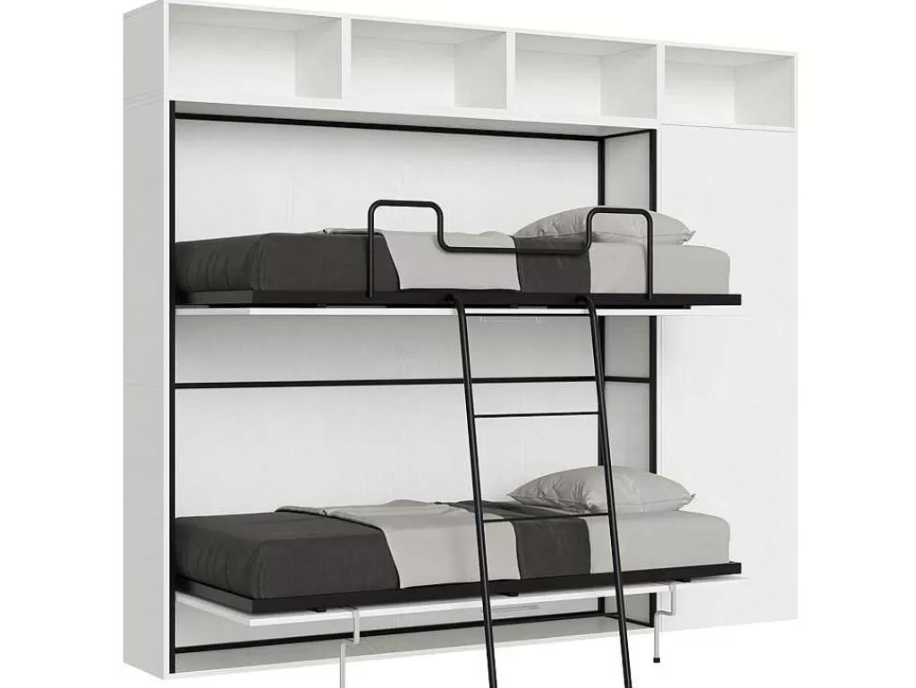 Cama Rebatível*ITAMOBY Cama Retratil Beliche Solteiro Horizontal Kando Composicao I Cinza Branca