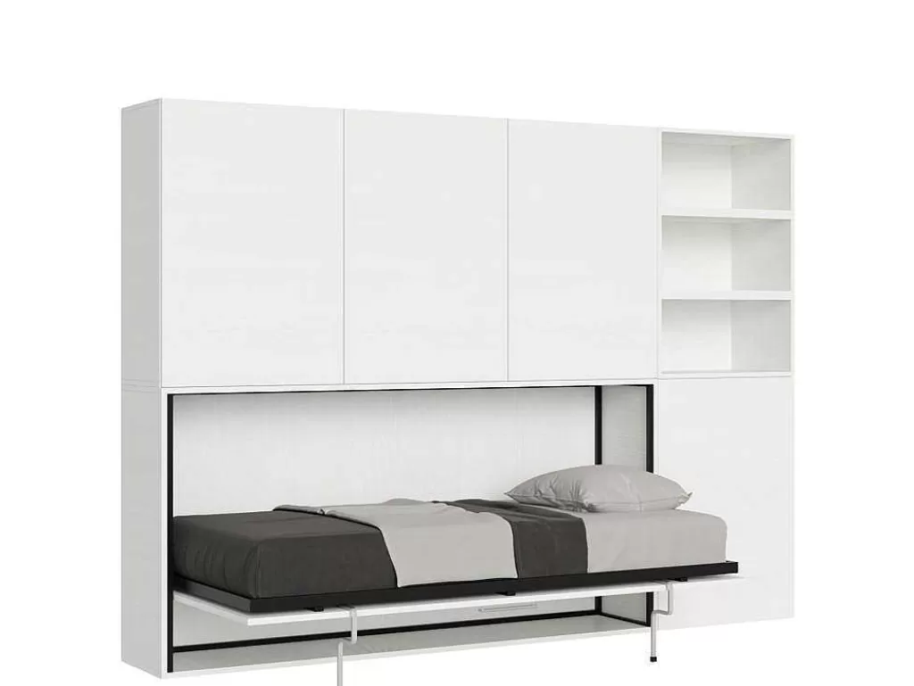 Cama Rebatível*ITAMOBY Cama Retratil Solteiro Horizontal Kando Com Colchão Composicao F Cinza Branca