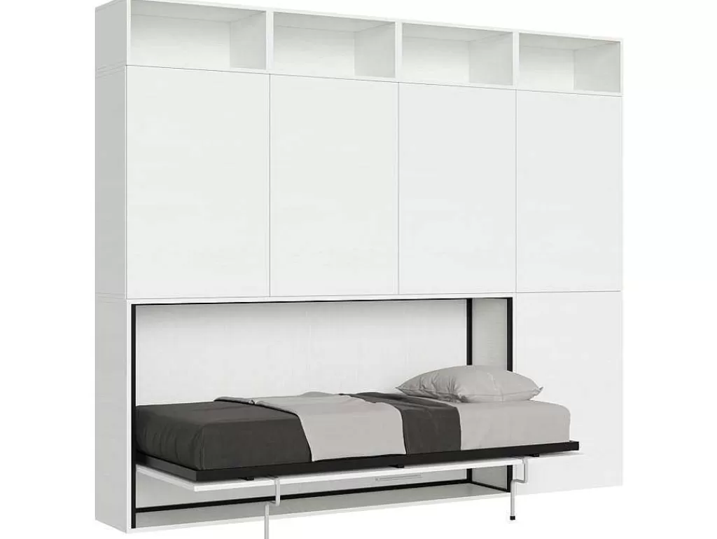 Cama Rebatível*ITAMOBY Cama Retratil Solteiro Horizontal Kando Composicao B Cinza Branca
