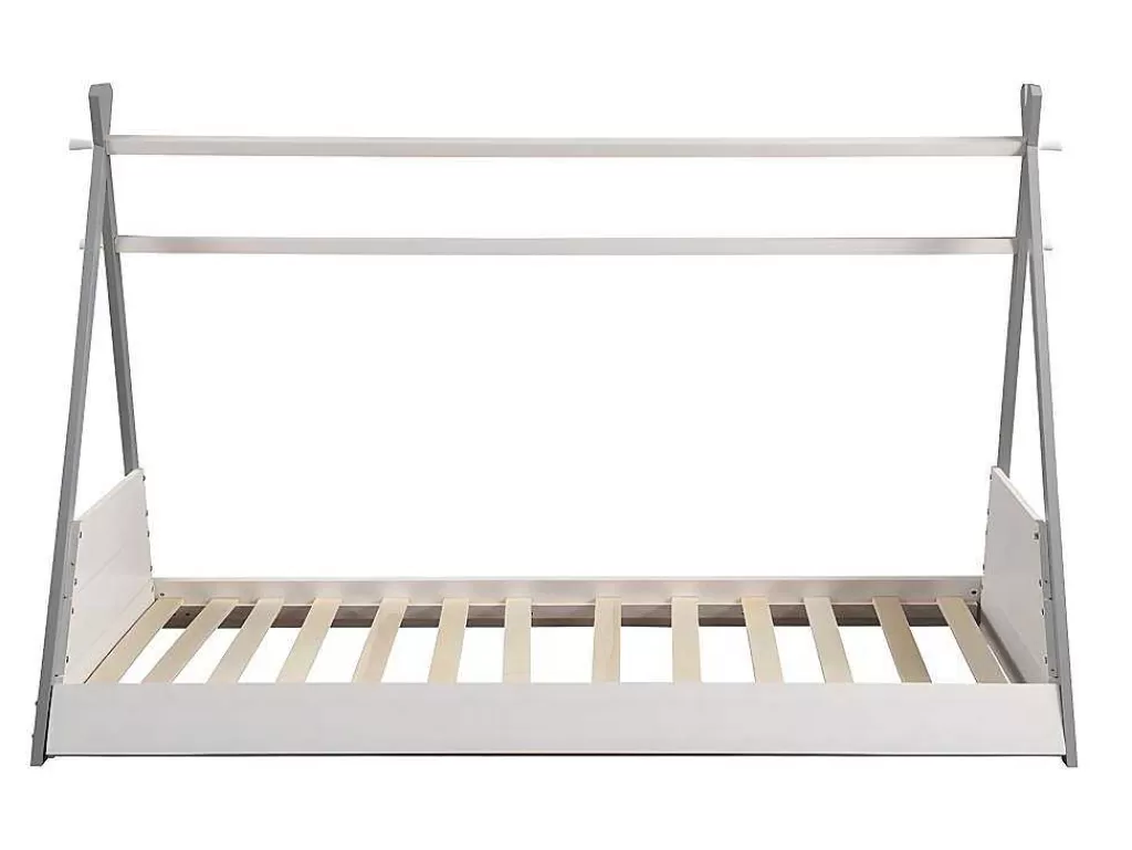 Cama De Criança*Vente-unique Cama Tenda De 90X190 Cm Em Pinho Cor Branco E Cinza - Sioux