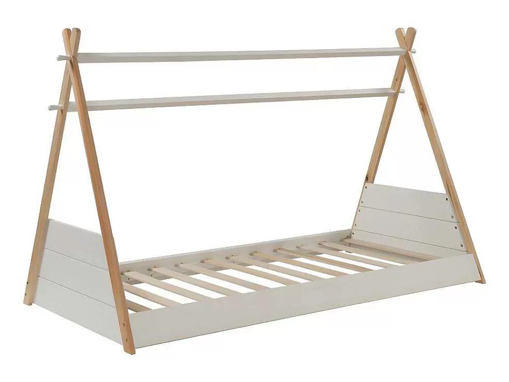 Cama De Criança*Vente-unique Cama Tenda De 90X190 Cm Em Pinho Cor Branco E Natural - Sioux