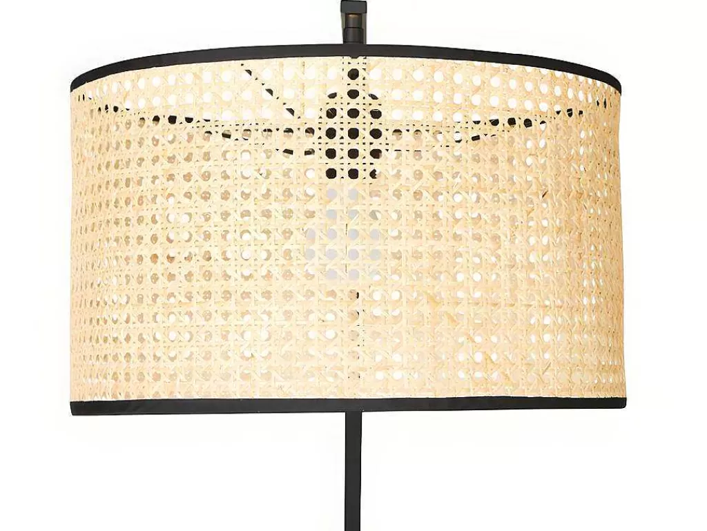 Candeeiro De Pe*OZAIA Candeeiro Arco Entrelacado Neirobi - Estilo Etnico - Ferro E Vime - 105X40X195 Cm - Preto E Natural