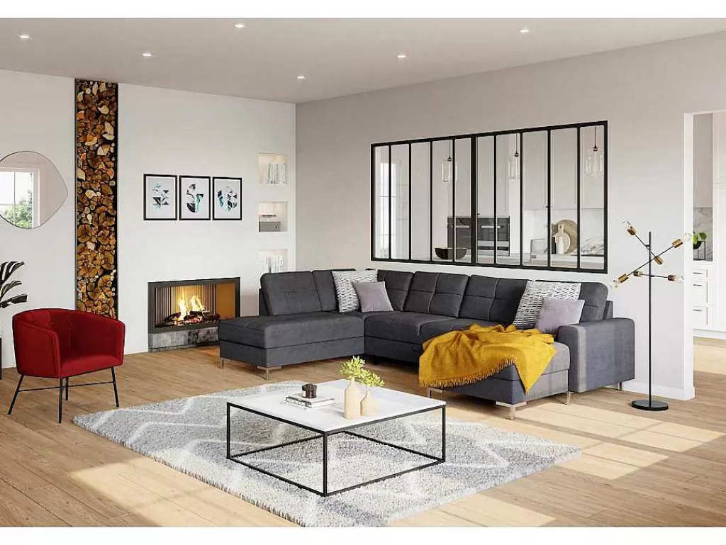 Candeeiro De Pe*OZAIA Candeeiro Com Multiplas Lampadas Estilo Industrial Klepton - Metal - 49,5 X 28,5 X 146,5 Cm - Preto E Dourado
