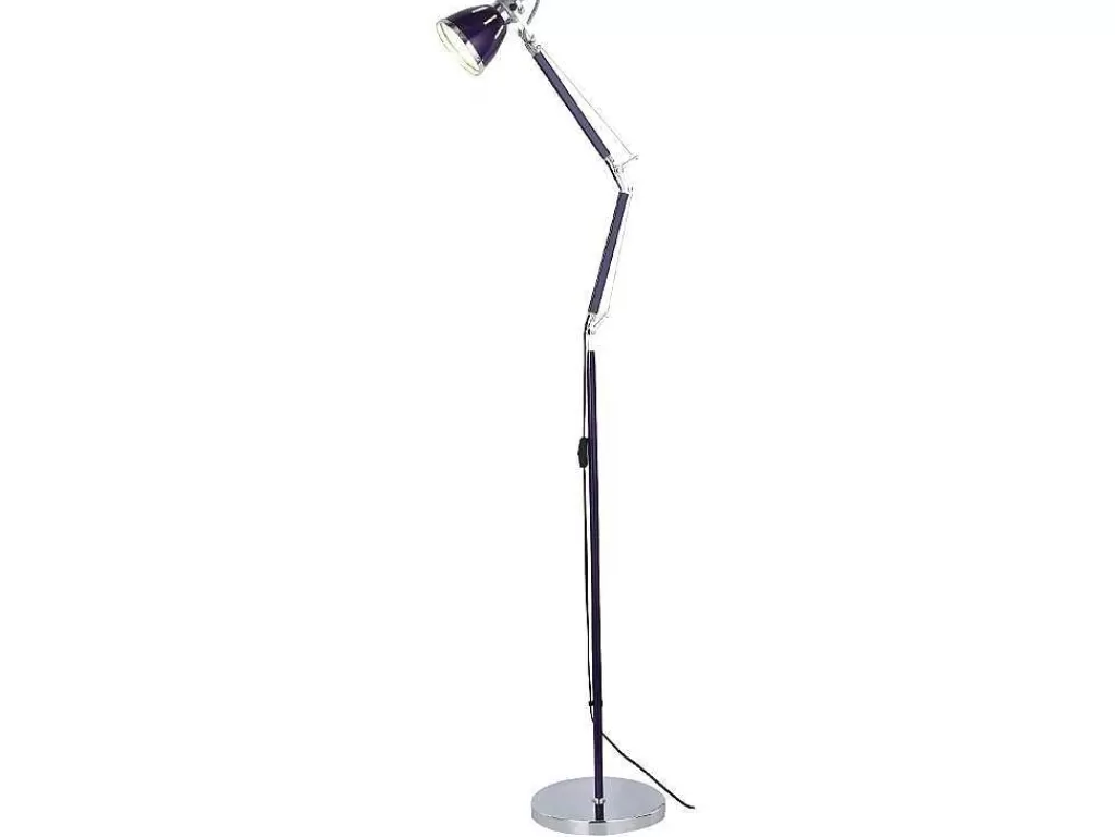 Candeeiro De Pe*EPIKASA Candeeiro De Chao Jerona, Violeta, Cromado, 27,5X27,5X180 Cm,