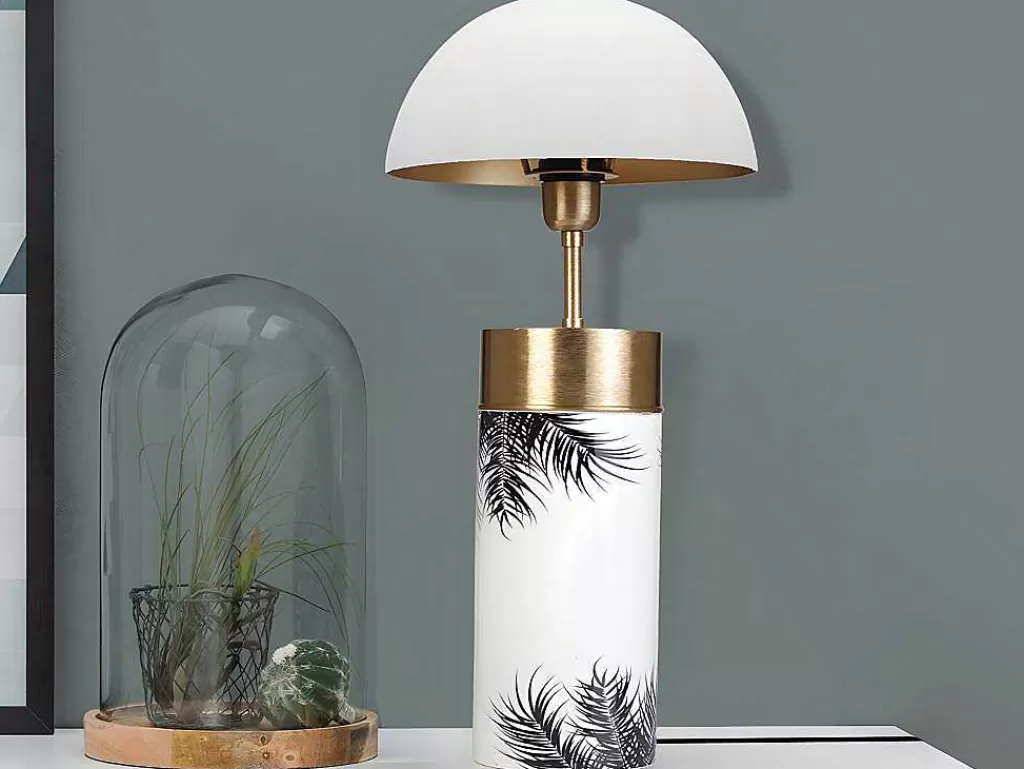 Candeeiro De Mesa*OZAIA Candeeiro De Mesa Cogumelo Estilo Art Deco Agaric - Ferro - 26X26X54 Cm - Branco, Dourado E Preto