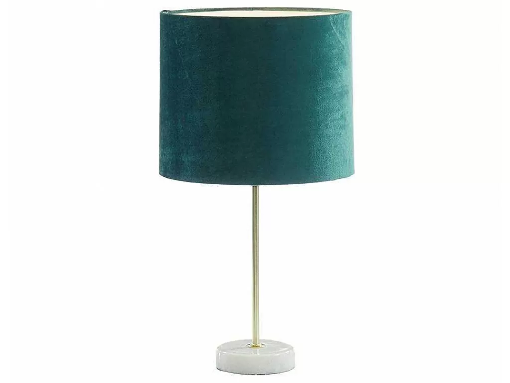 Candeeiro De Mesa*OZAIA Candeeiro De Mesa Em Veludo Estilo Charmoso Aegon - Base Em Marmore - 25X25X43 Cm - Verde
