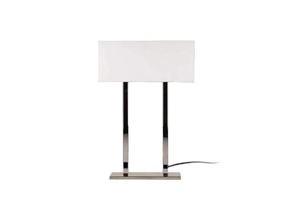 Candeeiro De Mesa*EPIKASA Candeeiro De Mesa Vicenza, Cromado, Branco, 35 X 15 X 52 Cm,