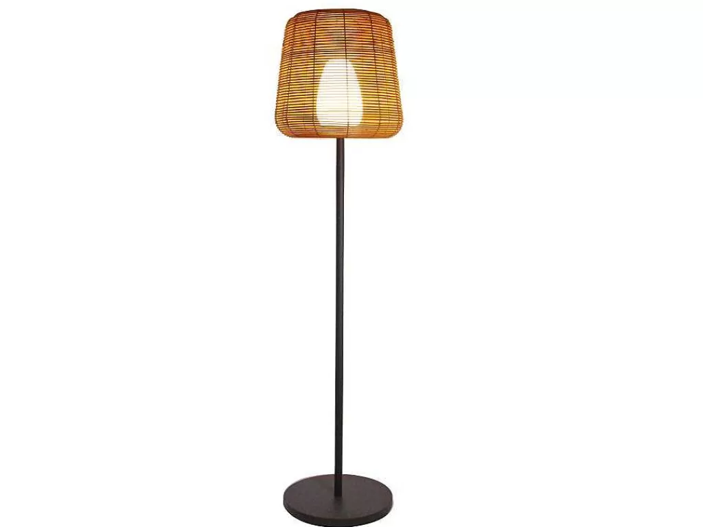 Iluminação De Exterior*OZAIA Candeeiro De Pe De Exterior Com Leds Em Metal A150 Cm Preto E Natural - Carbini