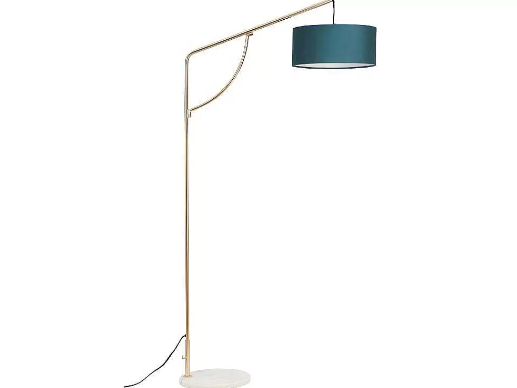 Candeeiro De Pe*OZAIA Candeeiro De Pe Em Arco Estilo Art Deco Latao E Marmore Em Veludo De A. 164 Cm Cor Azul-Esverdeado - Nour