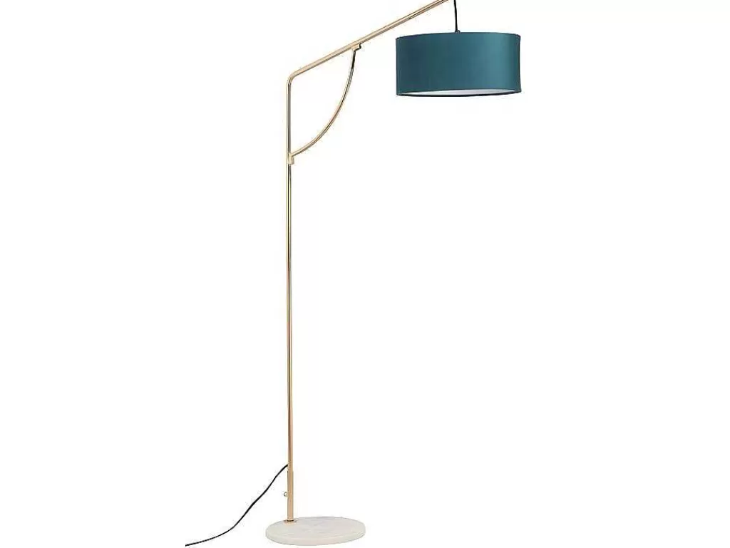 Candeeiro De Pe*OZAIA Candeeiro De Pe Em Arco Estilo Art Deco Latao E Marmore Em Veludo De A. 164 Cm Cor Azul-Esverdeado - Nour