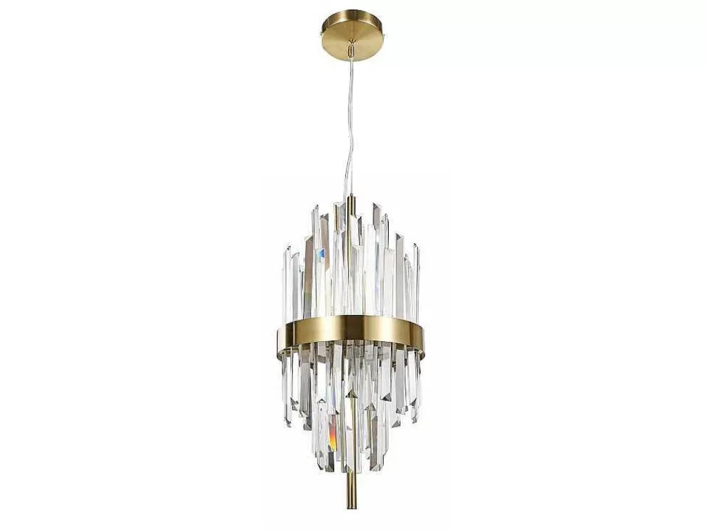 Lustre*OZAIA Candeeiro De Teto Aco Inoxidavel E Vidro D25 Cm Dourado E Transparente - Langley