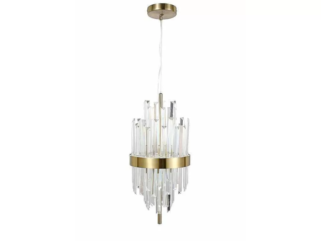 Lustre*OZAIA Candeeiro De Teto Aco Inoxidavel E Vidro D25 Cm Dourado E Transparente - Langley