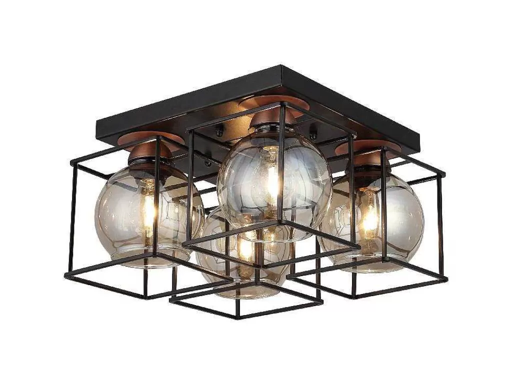 Luz De Teto*EPIKASA Candeeiro De Teto Ancona, Preto, Cobre, 37 X 37 X 22 Cm,