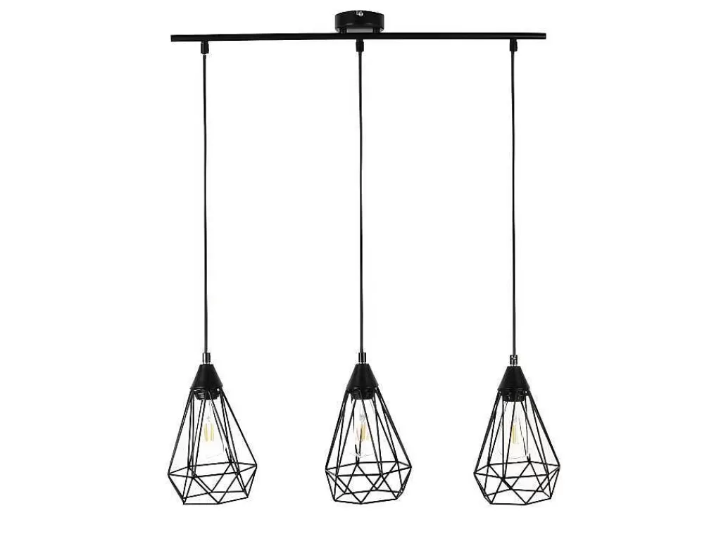 Promoções Decoração*OZAIA Candeeiro De Teto Arame 3 Lampadas Estilo Escandinavo Euripide - Metal - 68 X 16,5 X 132 Cm - Preto