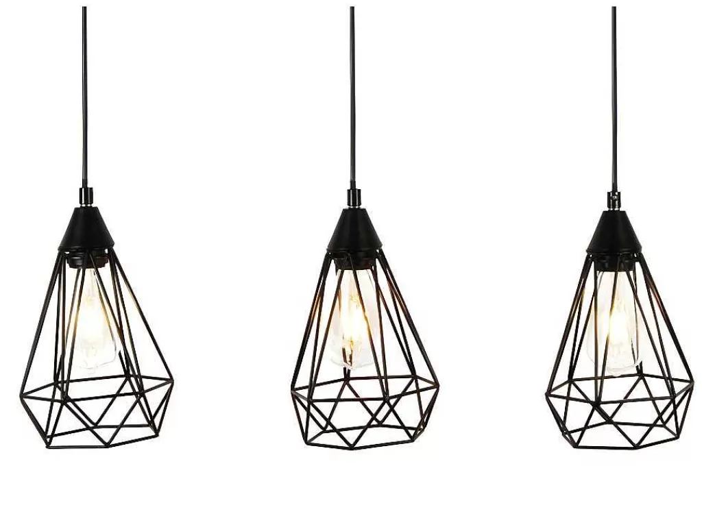 Promoções Decoração*OZAIA Candeeiro De Teto Arame 3 Lampadas Estilo Escandinavo Euripide - Metal - 68 X 16,5 X 132 Cm - Preto