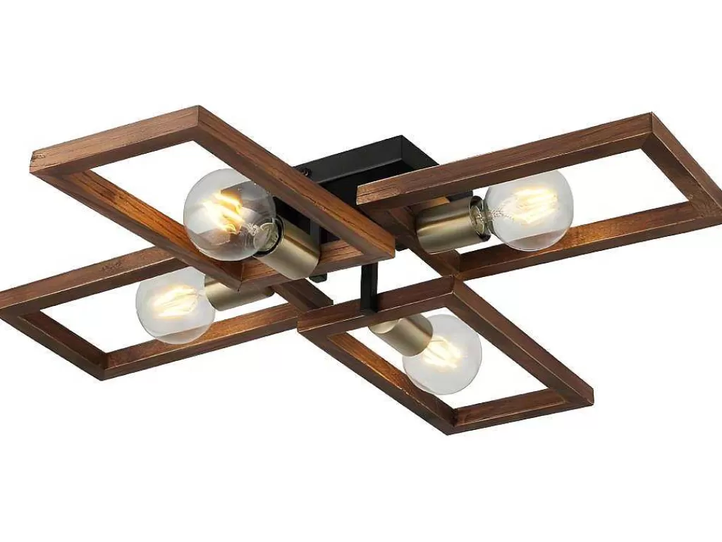 Luz De Teto*EPIKASA Candeeiro De Teto Como, Dourado, Preto, Madeira, 70 X 66 X 12 Cm,