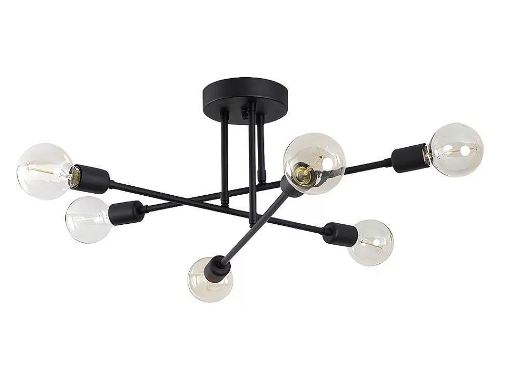 Luz De Teto*OZAIA Candeeiro De Teto Em Metal Com 3 Bracos De C. 64 Cm X A. 30 Cm Cor Preto - Flowera