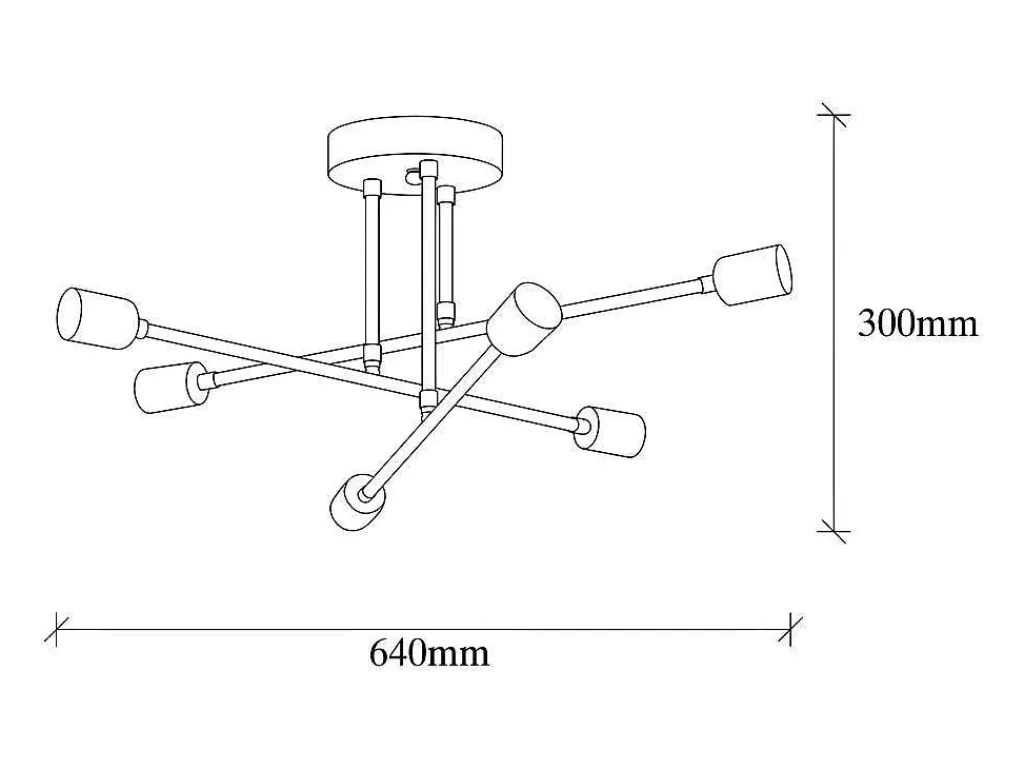 Luz De Teto*OZAIA Candeeiro De Teto Em Metal Com 3 Bracos De C. 64 Cm X A. 30 Cm Cor Preto - Flowera