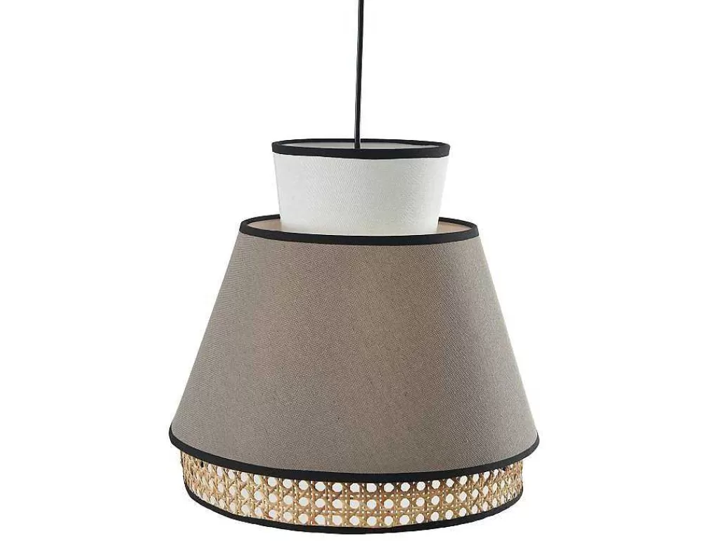 Candeeiro Suspenso*OZAIA Candeeiro De Teto Escandinavo Empalhado Cor Natural E Taupe De D.35 X A.120 Cm - Klaus