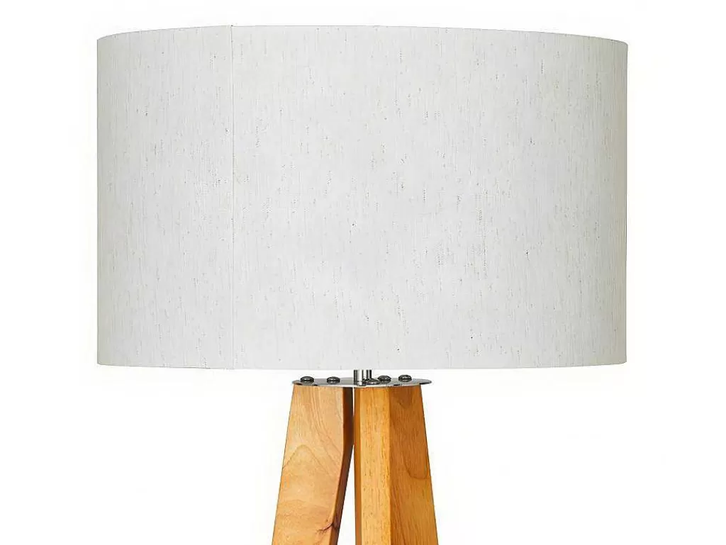 Promoções Decoração*OZAIA Candeeiro Tripe Em Madeira Natural E Abajur Em Linho Cor Branco De D.45 X A.152 Cm - Lorens
