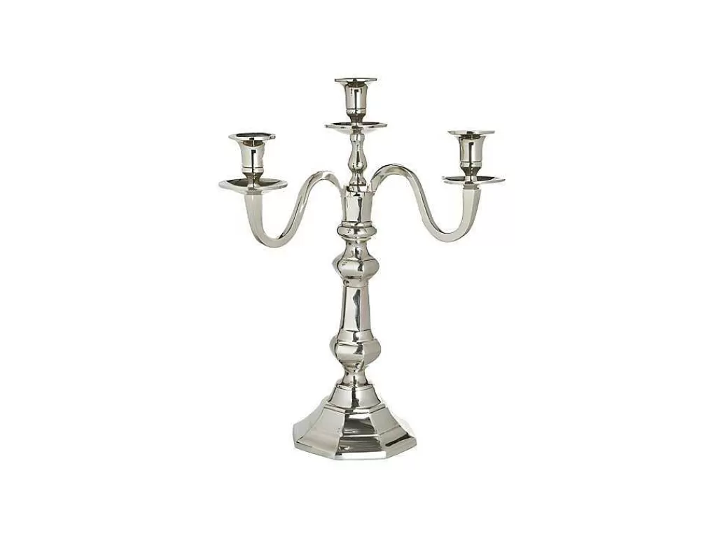 Castiçais Decorativos E Velas*SIA Candelabro 3 Bracos Come Em Aluminio De A. 45 X C. 38 Cm Em Prateado -