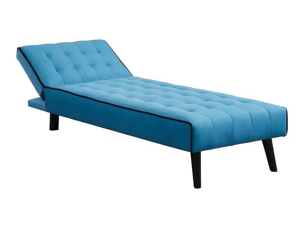Chaise Longue*Vente-unique Chaise Longue Cama Em Tecido Azul E Contornos Pretos - Bayou