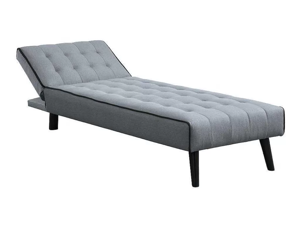 Chaise Longue*Vente-unique Chaise Longue Cama Em Tecido Cinzento E Contornos Pretos - Bayou