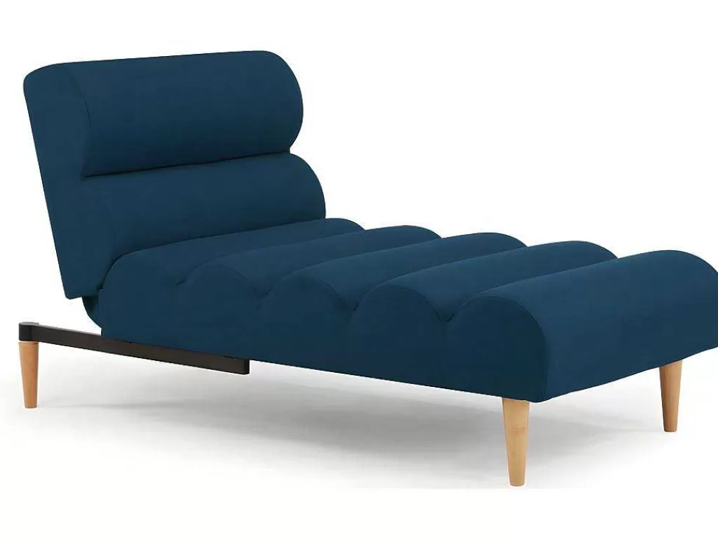 Chaise Longue*Vente-unique Chaise Longue Convertivel Em Cama Em Tecido Azul - Cival