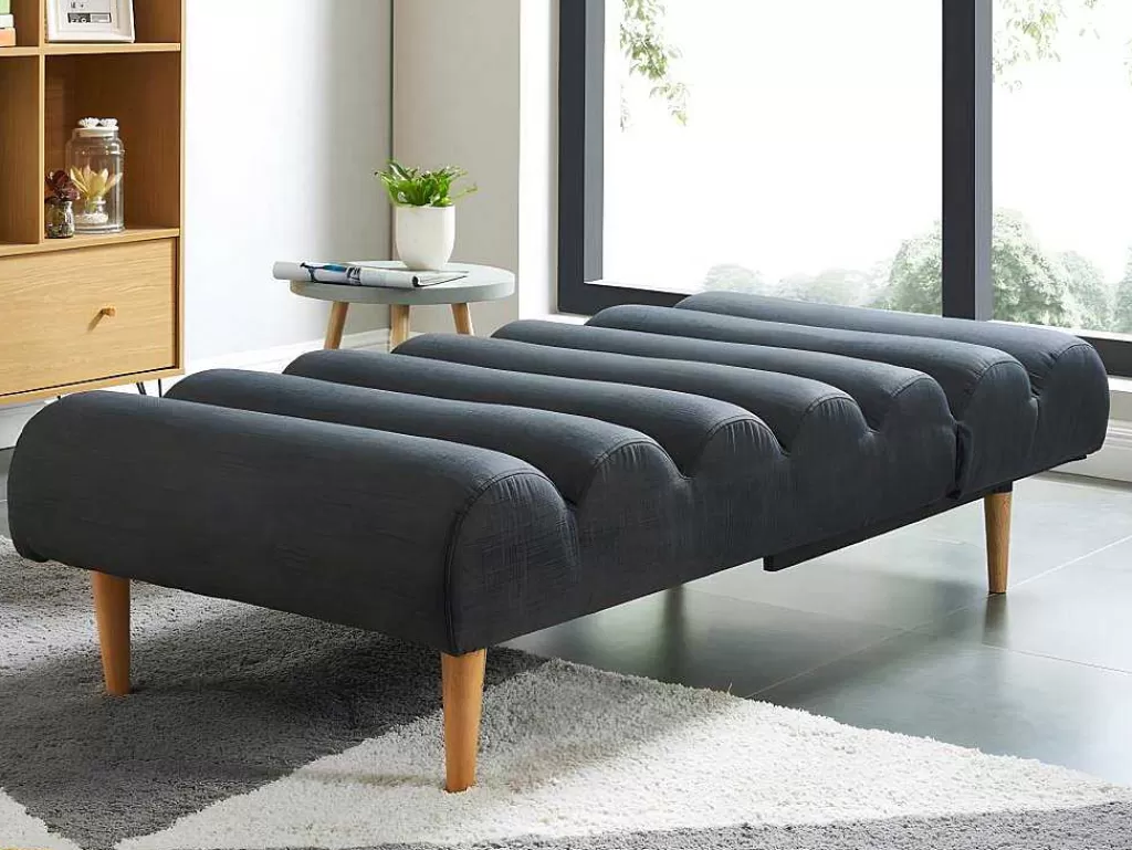 Chaise Longue*Vente-unique Chaise Longue Convertivel Em Cama Em Tecido Cinzento Escuro - Cival