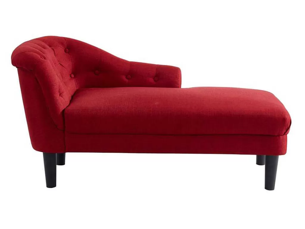 Chaise Longue*Vente-unique Chaise Longue Direita Em Tecido Vermelho - Anouk