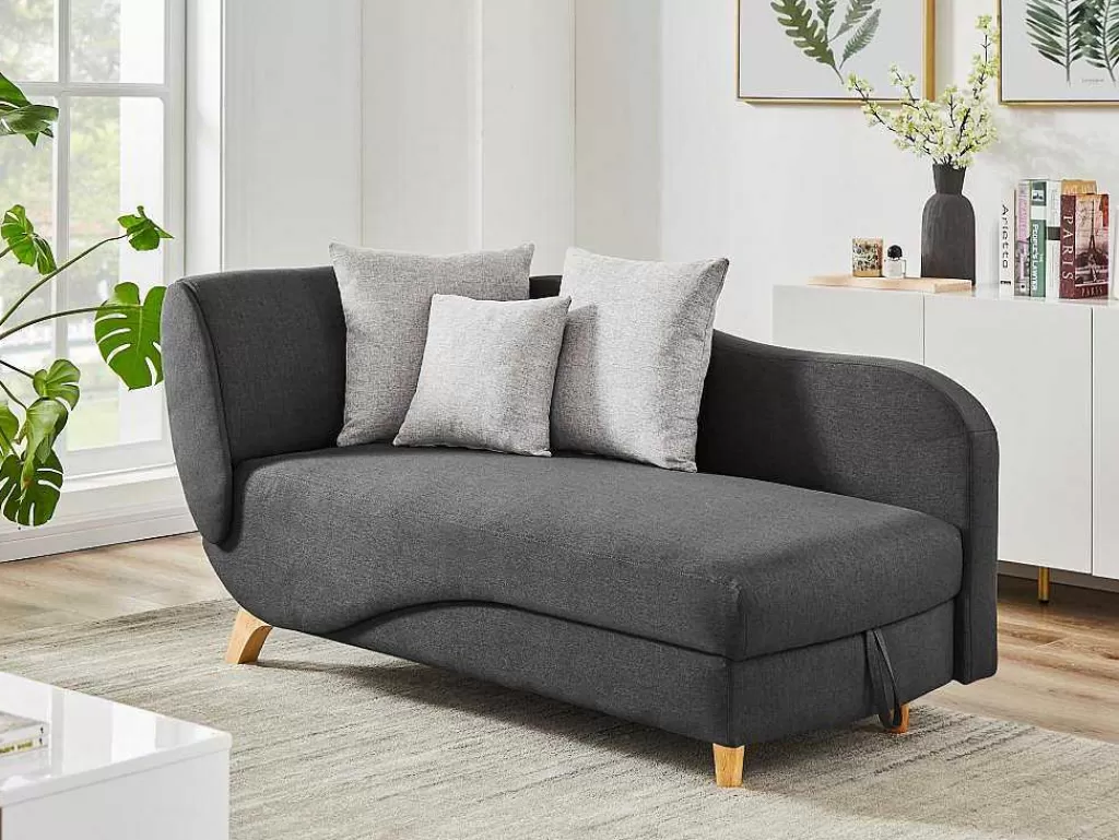 Chaise Longue*Vente-unique Chaise-Longue Direita Convertivel Em Tecido Antracite Com Espaco De Arrumação - Penelope