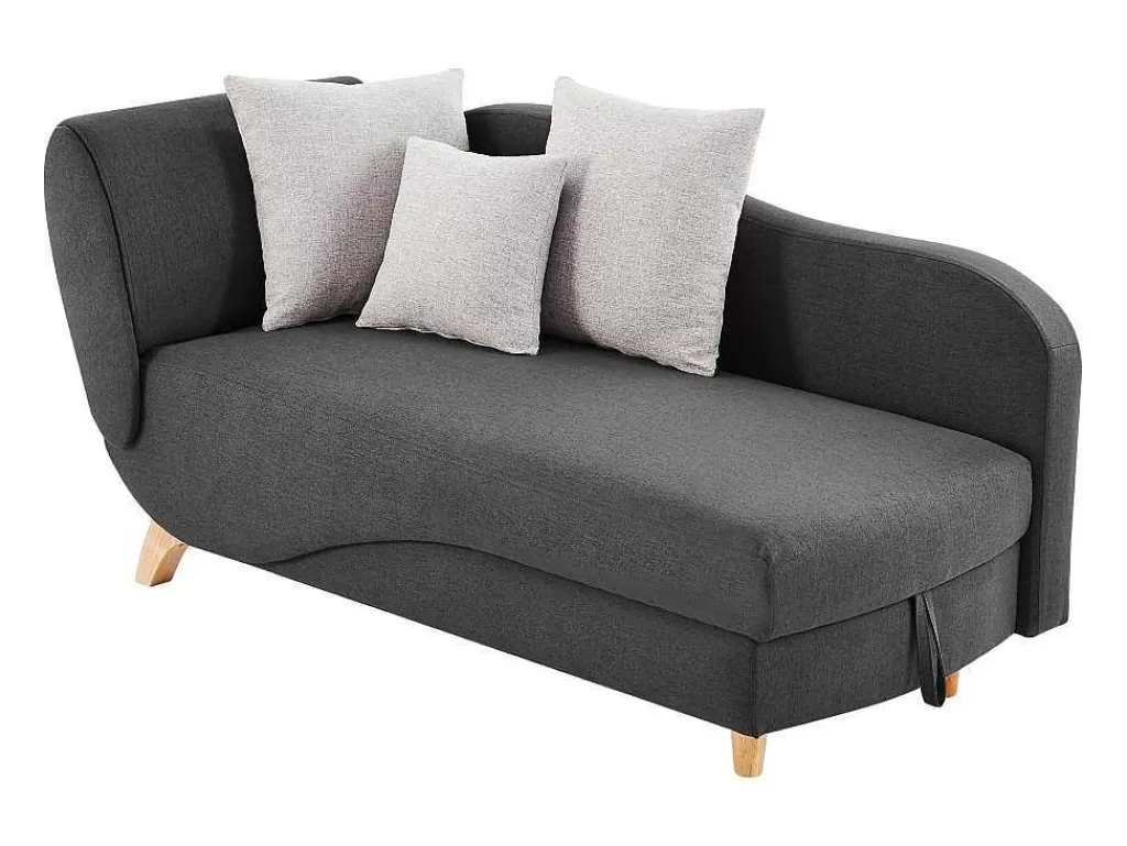 Chaise Longue*Vente-unique Chaise-Longue Direita Convertivel Em Tecido Antracite Com Espaco De Arrumação - Penelope